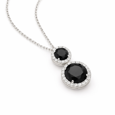 Black Onyx Cascade Pendant With Chain Linked