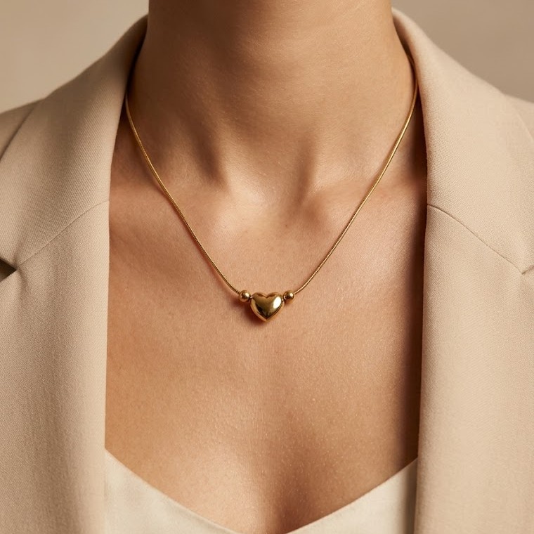 Golden heart necklace - Image 4