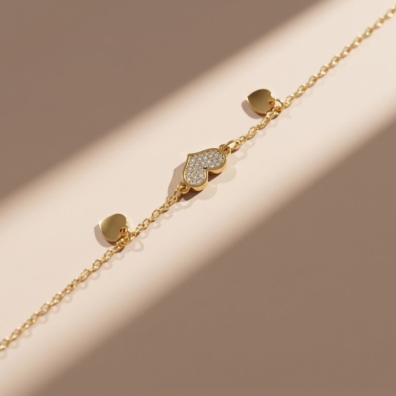 Minimal Heart Charm Bracelet - Image 2