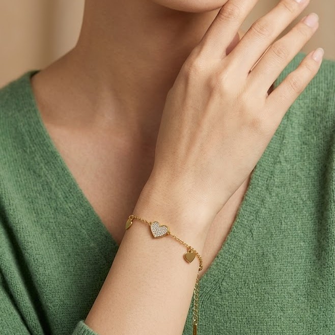 Minimal Heart Charm Bracelet - Image 3