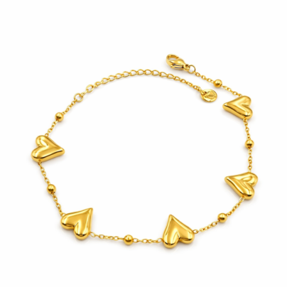 Golden Puffy Heart Bracelet