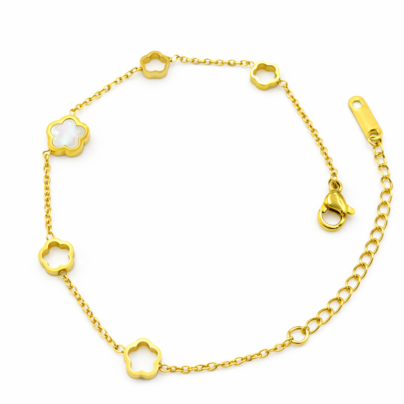 White Clover Charm Bracelet