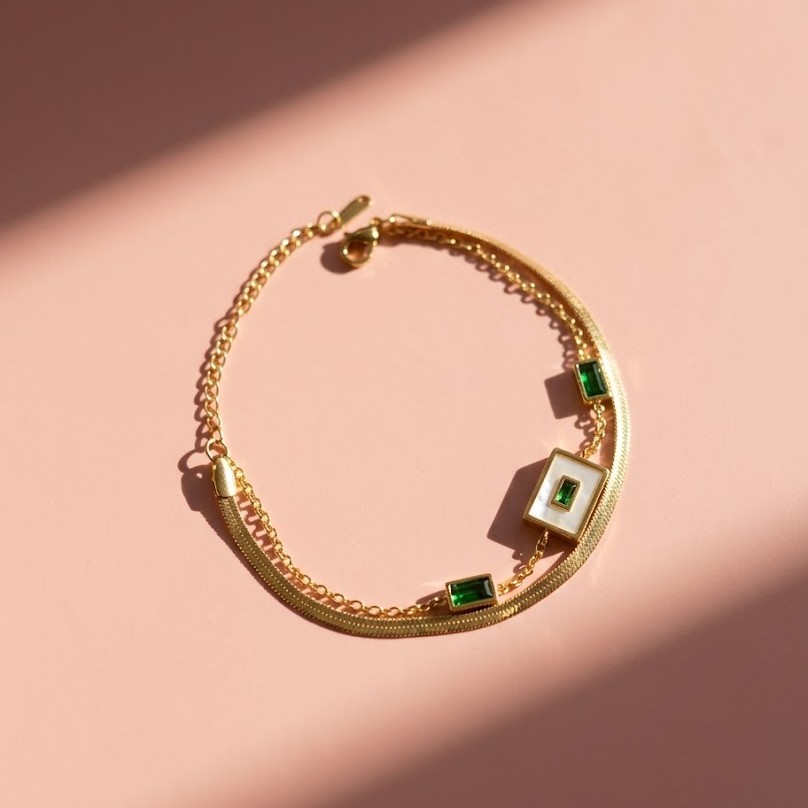 Emerald Baguette Bracelet - Image 2