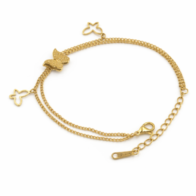 Golden Butterfly Layered Bracelet