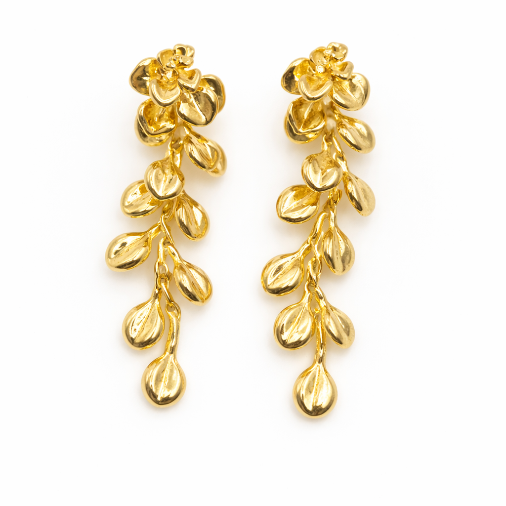 Golden Floral Vine Drop Earrings