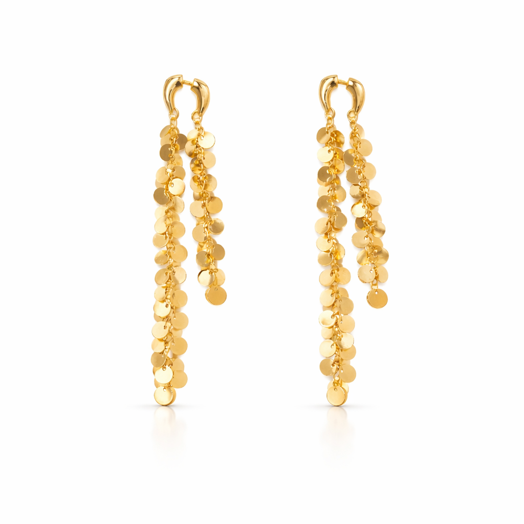 Golden Sequin Tassel Earrings